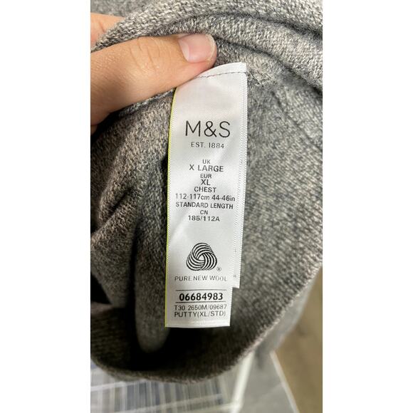 M&S Collection Lambswool Crewneck Sweater Gray Extra Fine Wool XL - Picture 5 of 5